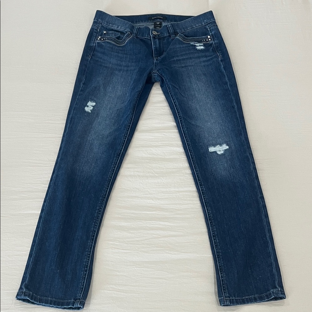 White House Black Market Noir Slim Ankle Straight Leg Jeans